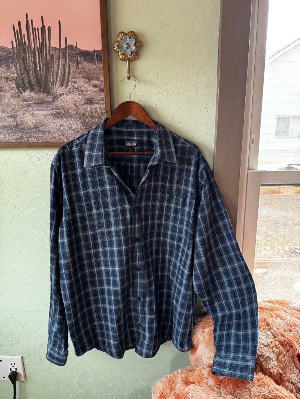 Patagonia Organic Cotton Fjord Flannel - Blue, Size Large